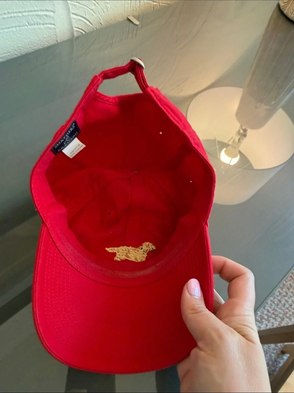 Red Baseball Cap with Embroidered Dog Motif - Picture 4 of 6